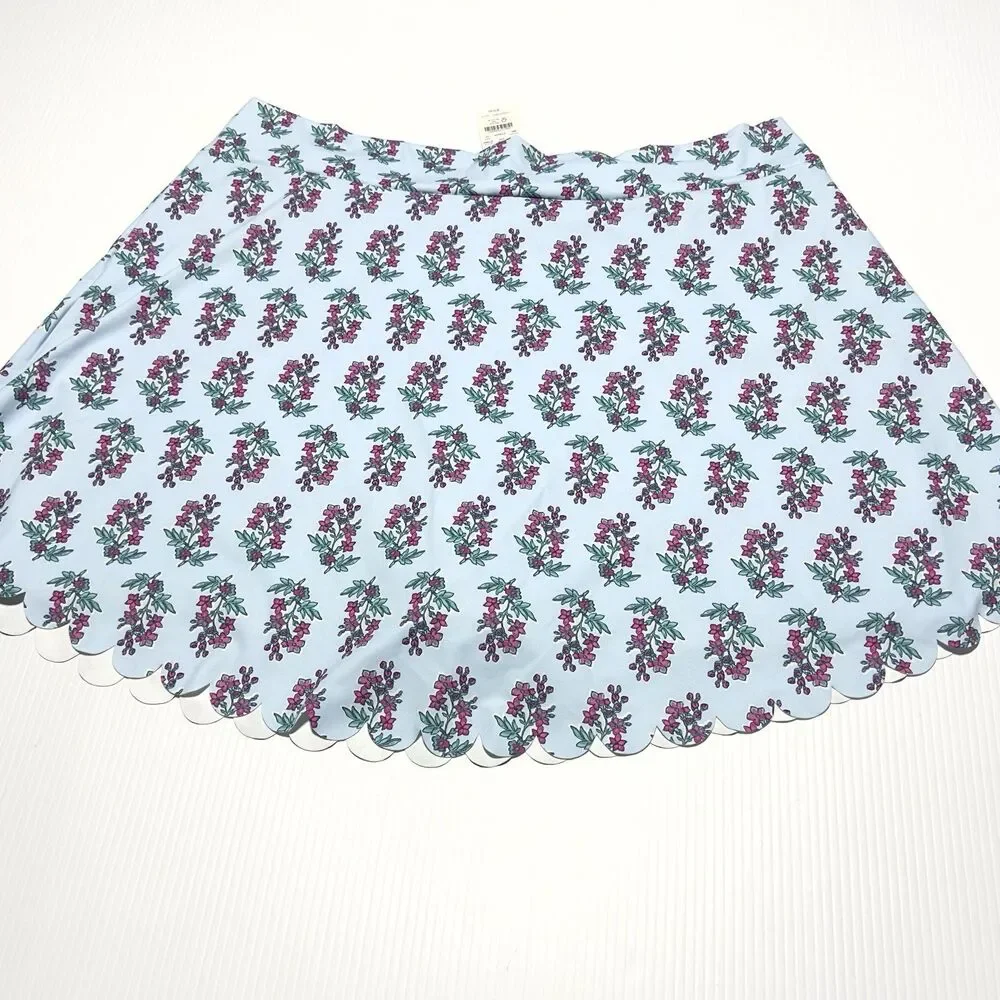 J. Crew Factory Blue Floral Printed Scalloped Hem Active Skort Size 3X NWT
